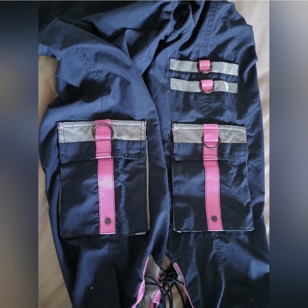 Navy and Pink Wide Leg Pants - Picture 7 of 11
